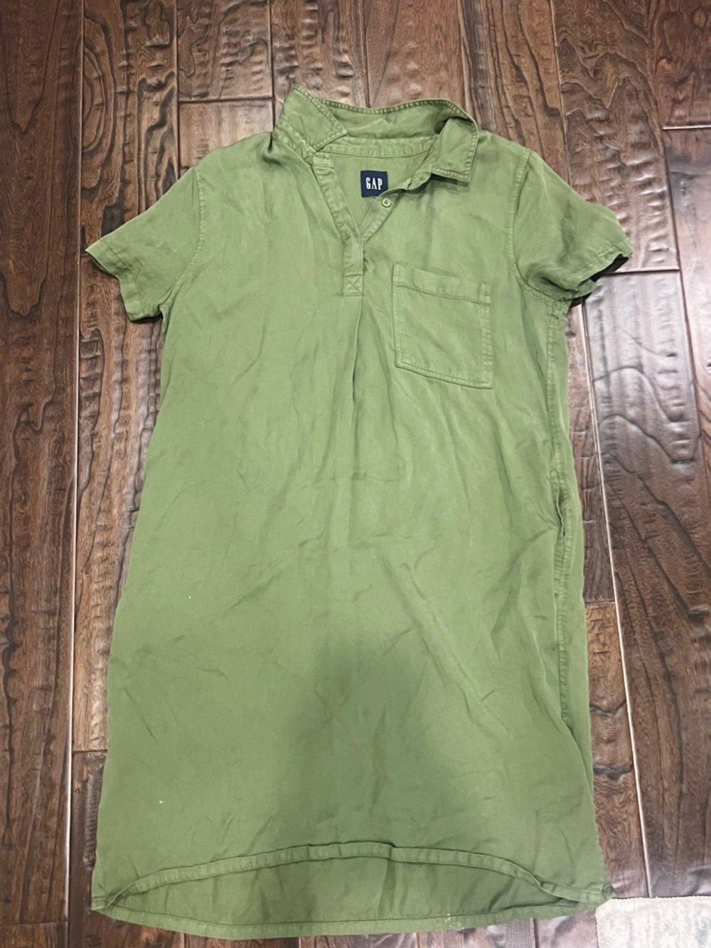 GAP Short Sleeve Polo Dress in Olive
